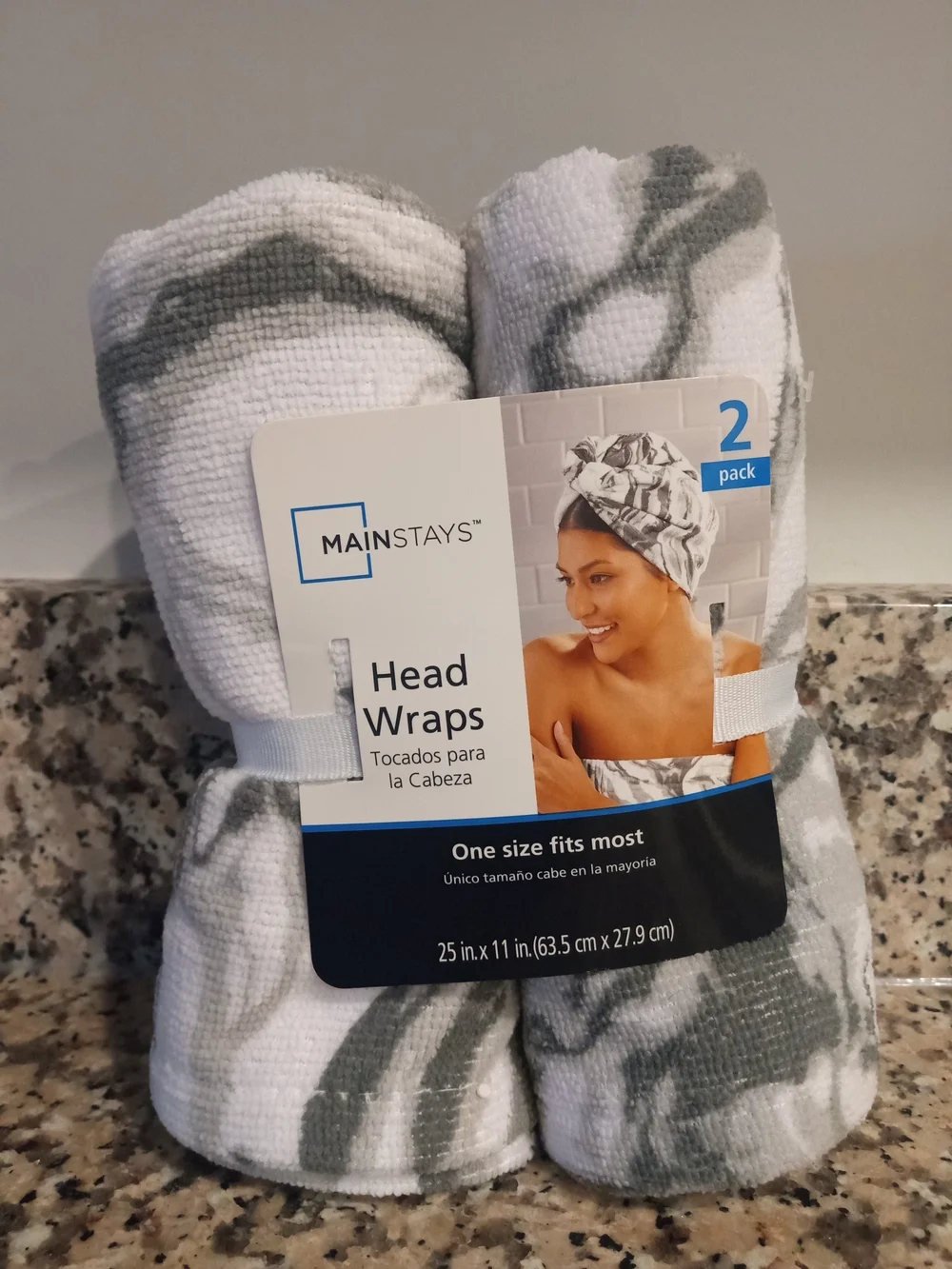 Mainstays White & Gray Head Wraps 2-Pack and Onn Mini Bluetooth Speaker